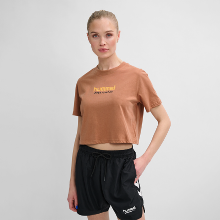 T-shirt Femme Hmllgc Malu Cropped - Marron Tee-shirts et tops Femme223945-8143